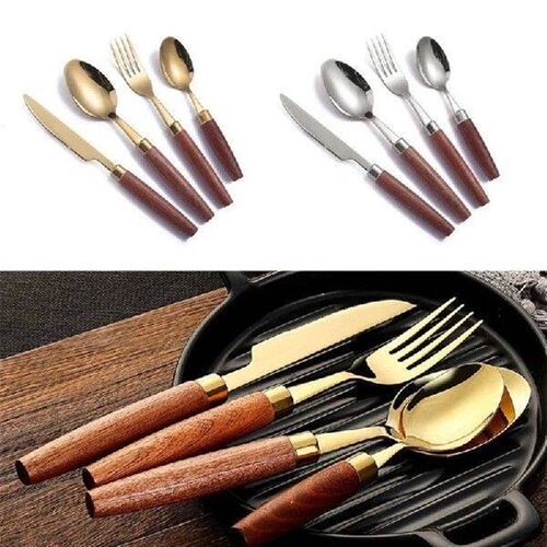 Western Cutlery Set Knife, Fork and Spoon Set Wooden Handle