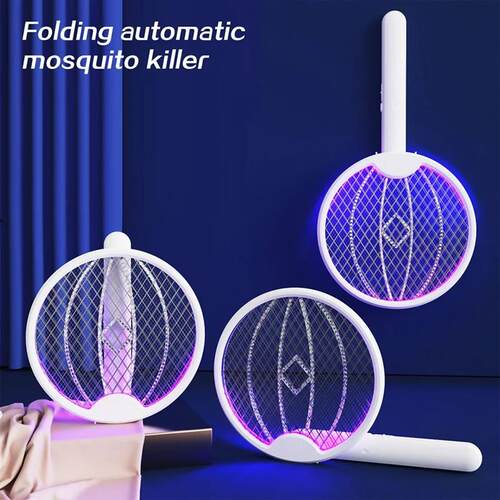 Electric Fly Swatter Foldable Electric Fly Swatter Racket Bu