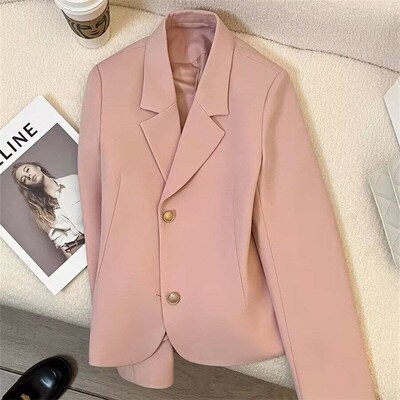 2025 Autumn Orange Short Sizefit Blazer for Women Stylish Sl