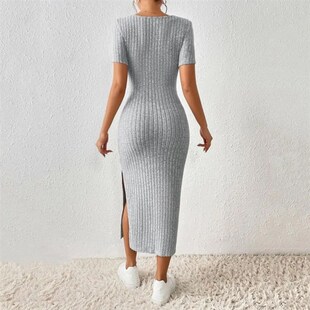 Square Elegant Neck Midi Knitted Women for Dress