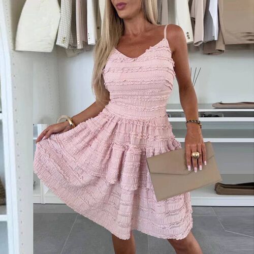 Fashion Sleeveless Suspender Party Dresses Sexy Lady V Neck