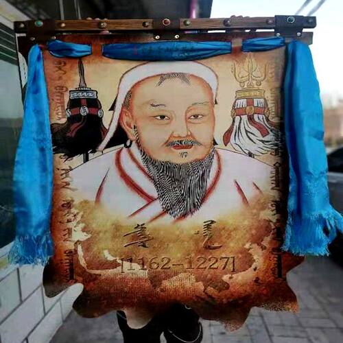 内蒙古皮画成吉思汗民族特色工艺品装饰壁画蒙古包餐厅装饰画挂画