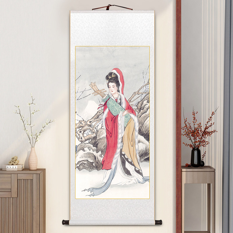 古典美人国画古代美女人像酒店饭店装饰壁画火锅店仿古挂画玄关画