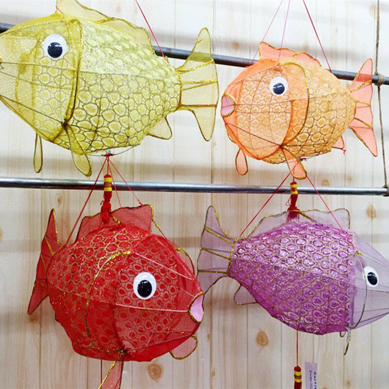 中秋节传统工艺灯笼手工铁艺吉祥鱼大号鲤鱼装饰花灯大弯鱼酒店用