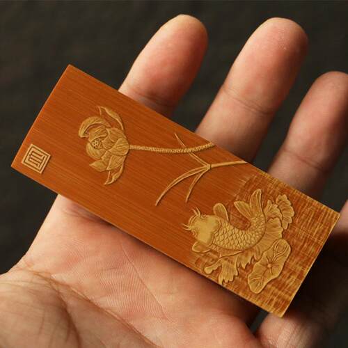 十几年老玉竹东阳名家裘立刚本工精工留青雕刻牙签盒竹雕把件把玩