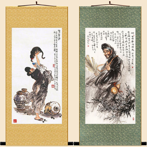 济公尝新酒画像 济公歌词哪有不平哪有我卷轴挂画 中式装饰画定制