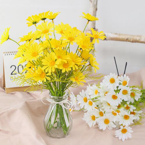 仿真花洋甘菊摆设假花商场客厅装饰品花束塑料干花餐桌摆件小雏菊