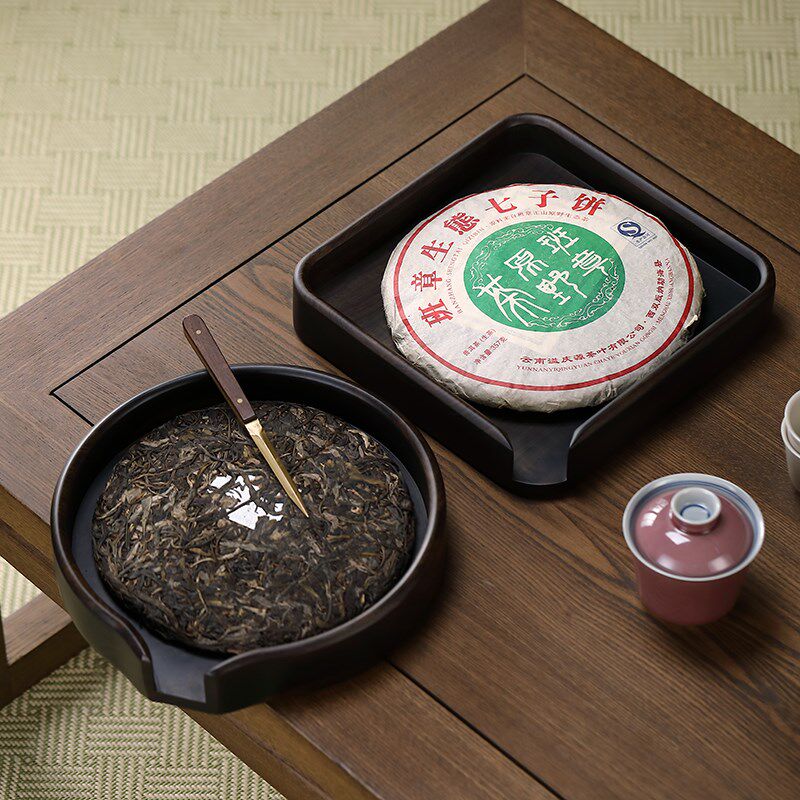 黑檀木分茶盘 实木一体茶饼普洱茶盒托盘撬茶盘开茶盘赏茶评审盘