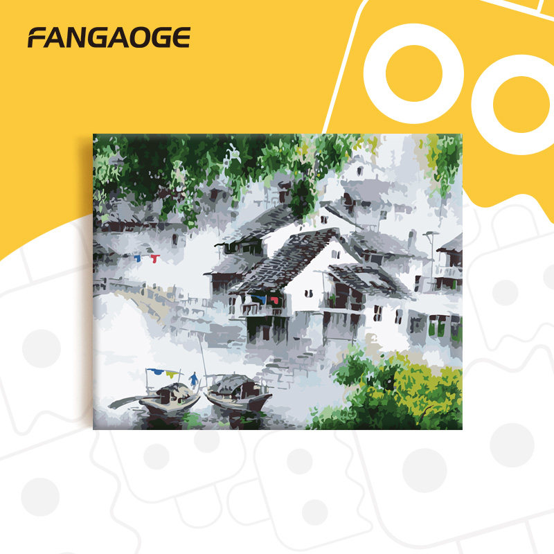 数字油画diy 填充手工减压填色画画手绘涂色油彩装饰画 梦里水乡