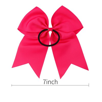 7 Inch Solid Girls Cheer Bows Grosgrain Ribbon Hair Bow With