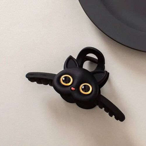 Cartoon Cat Hairpin for Women Black White Design Hair Clips