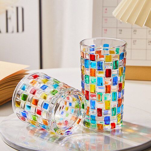 编织线条纹酒杯七彩杯 Braided stripe wine glass colorful cup