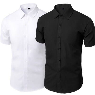 Summer Shirt for Men Daily Casual White Shirts Short Sleeve