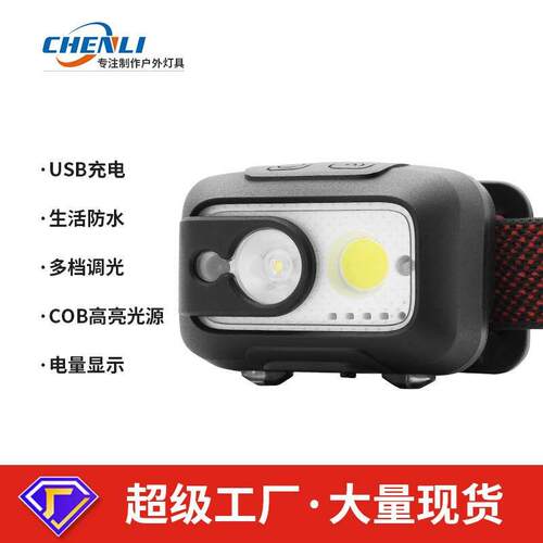 Three-gear+variable+light+COB+headlights+highlight+1W+strong
