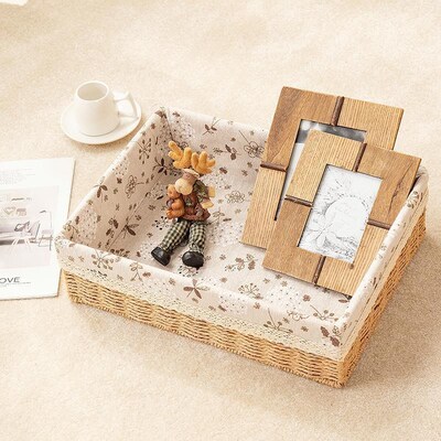 bamboo storage basket box desktop small rattan woven basket