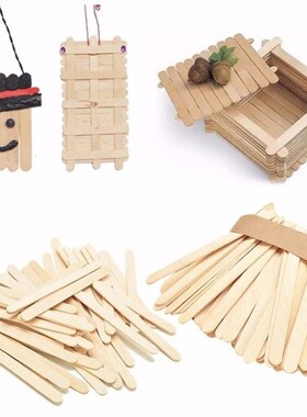 50 PCS Natural Wood Popsicle Sticks Wooden Popsicle Stick Ho