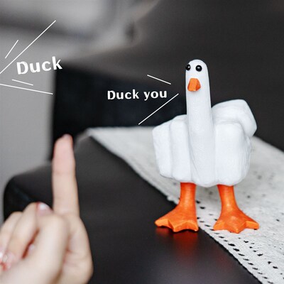 亚马逊新款Duck You创意中指鸭装饰品摆件中指雕像树脂工艺品摆件