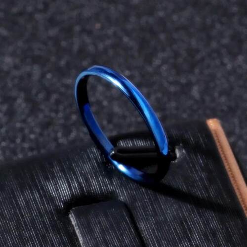 2mm Titanium Thin Blue Rings for women Set Anillos Mujer
