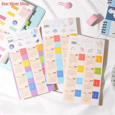 2Pcs 2023 Paper Calendar Index Page Sticker Notebook Bookmar