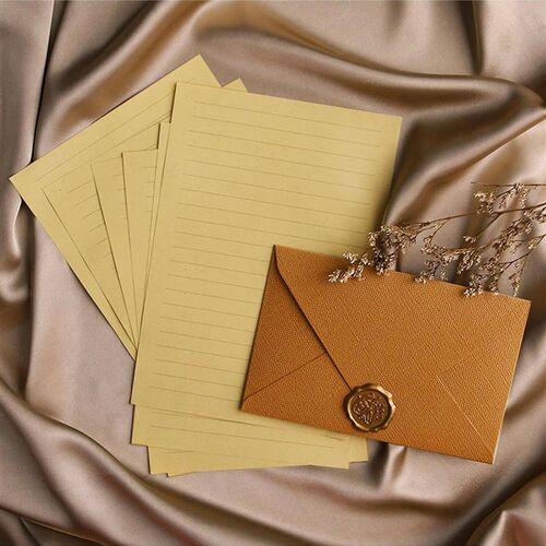 Bview Art 10 pcs linen brown paper envelope paper set retro