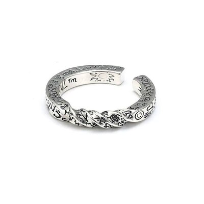 2023 New Arrival Retro Style Twist Graffiti Thai Silver Ladi
