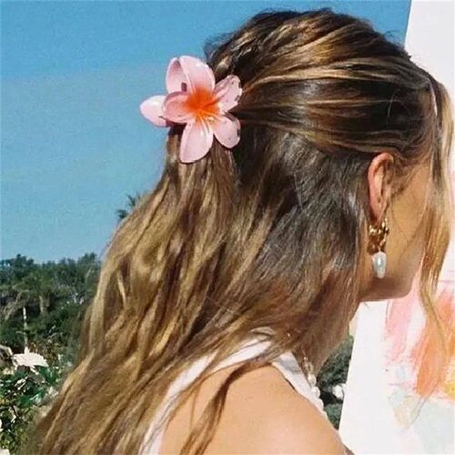 1/2Pcs Gradient Colored Flower Acrylic Hair Claws Clip Women