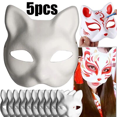 Anime Halloween Foxes Masker Jepang Cosplay Rave dilukis den