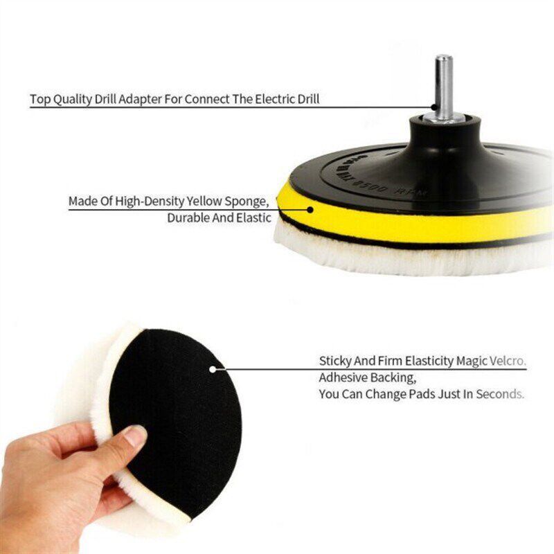 5pcs 6 inch Auto Car Polishing Wheel Buffing Pads Set Wool M