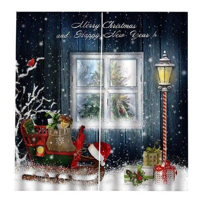 Merry Xmas Window Curtains Waterproof Bedroom Home Decor