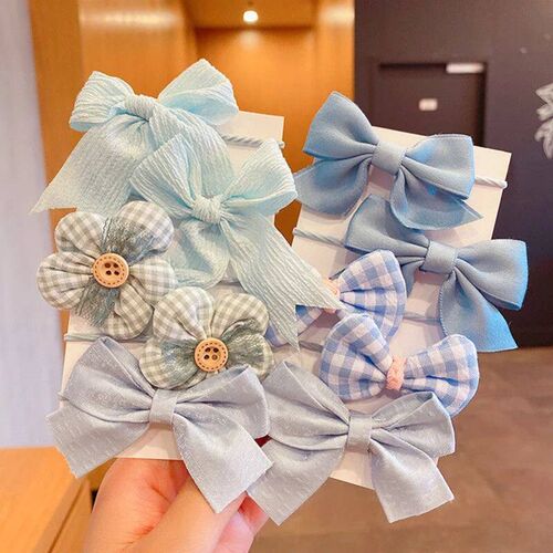 10Pcs/Set Big Bow Flower Elastic Hairbands Children Girls Sw