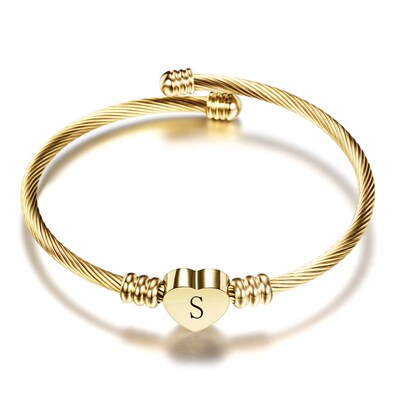 Fashion Girls Gold Color Stainless Steel Heart Bracelet Bang