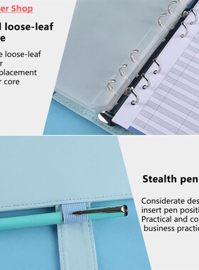 1 Set Budget Book Loose Leaf Multi-use Faux Leather Money Sa