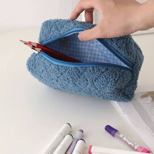 Cute Womens Cosmetic Bag Pencil Case Soft Plush Makeup Bag
