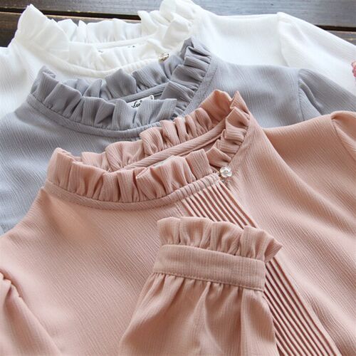 new Women spring Chiffon Shirt Blouse White/gray/pink Basic