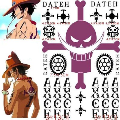 One Piece Cosplay Tato Portgas D Ace Kartun Cetak Tato Stike