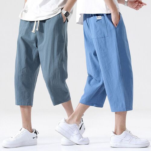 Summer Casual Pants Mens Wild Cotton and Linen Loose Linen