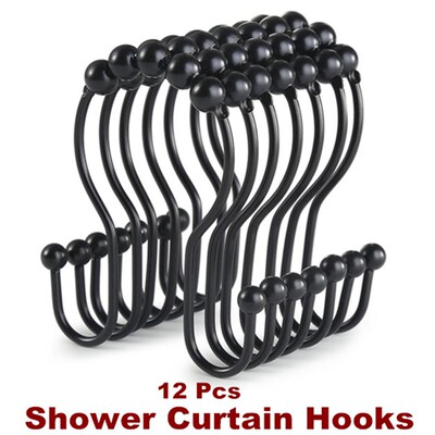 Shower Curtain Hooks Rings Smooth Sliding Metal Rod Hooks