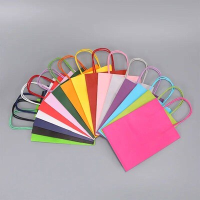 10PCS Gift Candy Bag Kraft Paper Colored Shopping Bags Chris