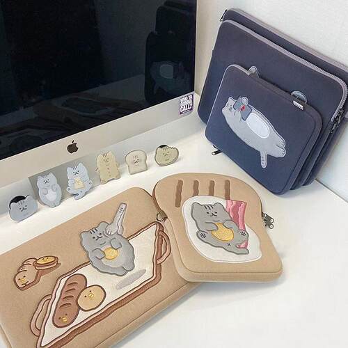 Korea Cute Toast Laptop Sleeve11 13 14 15 15.6 Inch ver for