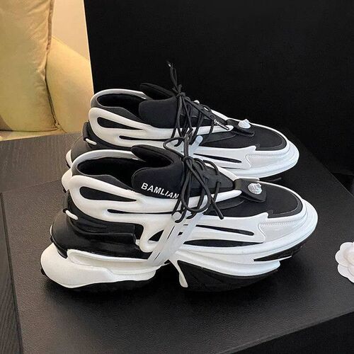 Flat Platform Daddy Shoes Women Patchwork Air Cushion Elasti