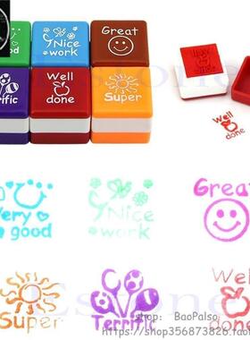 6pcs teachers stamper self inking praise reward stamps motiv