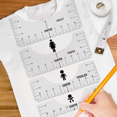 4-in-1 Round T-Shirt Neck Measurement Tools PVC Alignment Ru