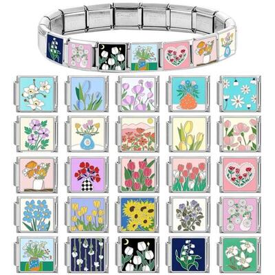 2025 New Womens Brilliant December Flower Italian Charm Lin