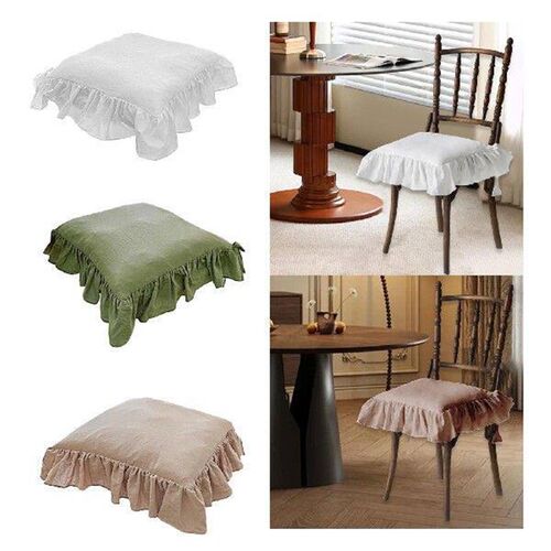 Ruffles Chair Cushion Cotton Filled 40x40cm for Farmhouse