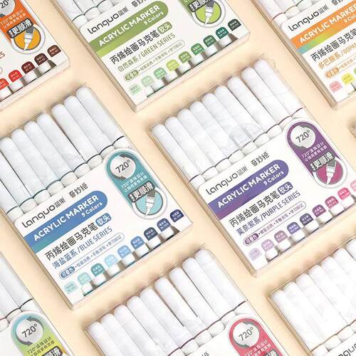 9 Colors/Box Multicolor Acrylic Marker Pen Set Automatic Ink