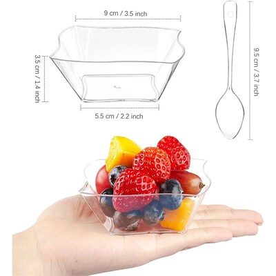 25/50 pcs Clear Plastic Dessert Cups  Appetizer Plates Bowls