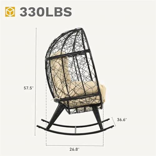 Wicker Rocking Egg Chair, Rattan Rocking Chairs, Indoor/Outd