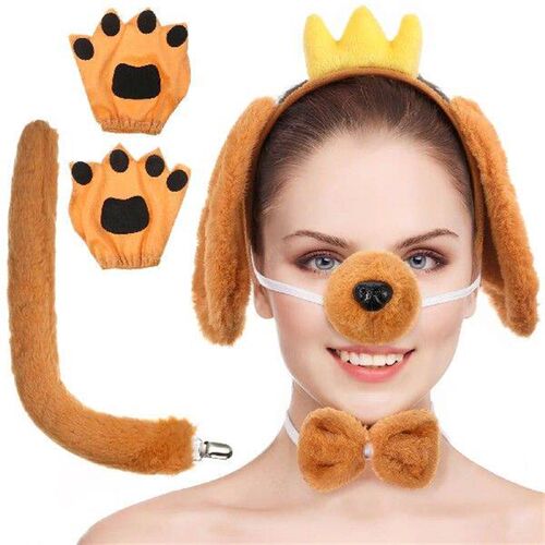 Dog Ears Headband Set Fluffy Costume Hairband Animal Adults