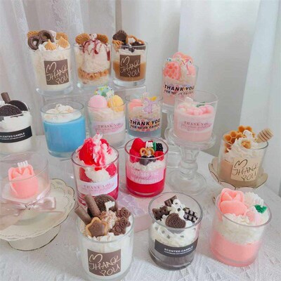 Strawberry Jam Candle Gel Wax Scented Candle in Glass Jars F