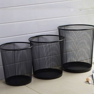 不锈钢铁丝家用无盖小圆垃圾桶铁纸篓筐小大号铁丝网无盖纸篓